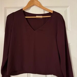 Aritzia Burgundy V-Neck Blouse